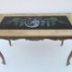 Vintage Oak &  Mosaic Coffee Table with Brids, Louis XV style 1970s