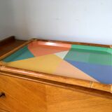 Genevieve Lethu vintage fiberglass and rattan platter