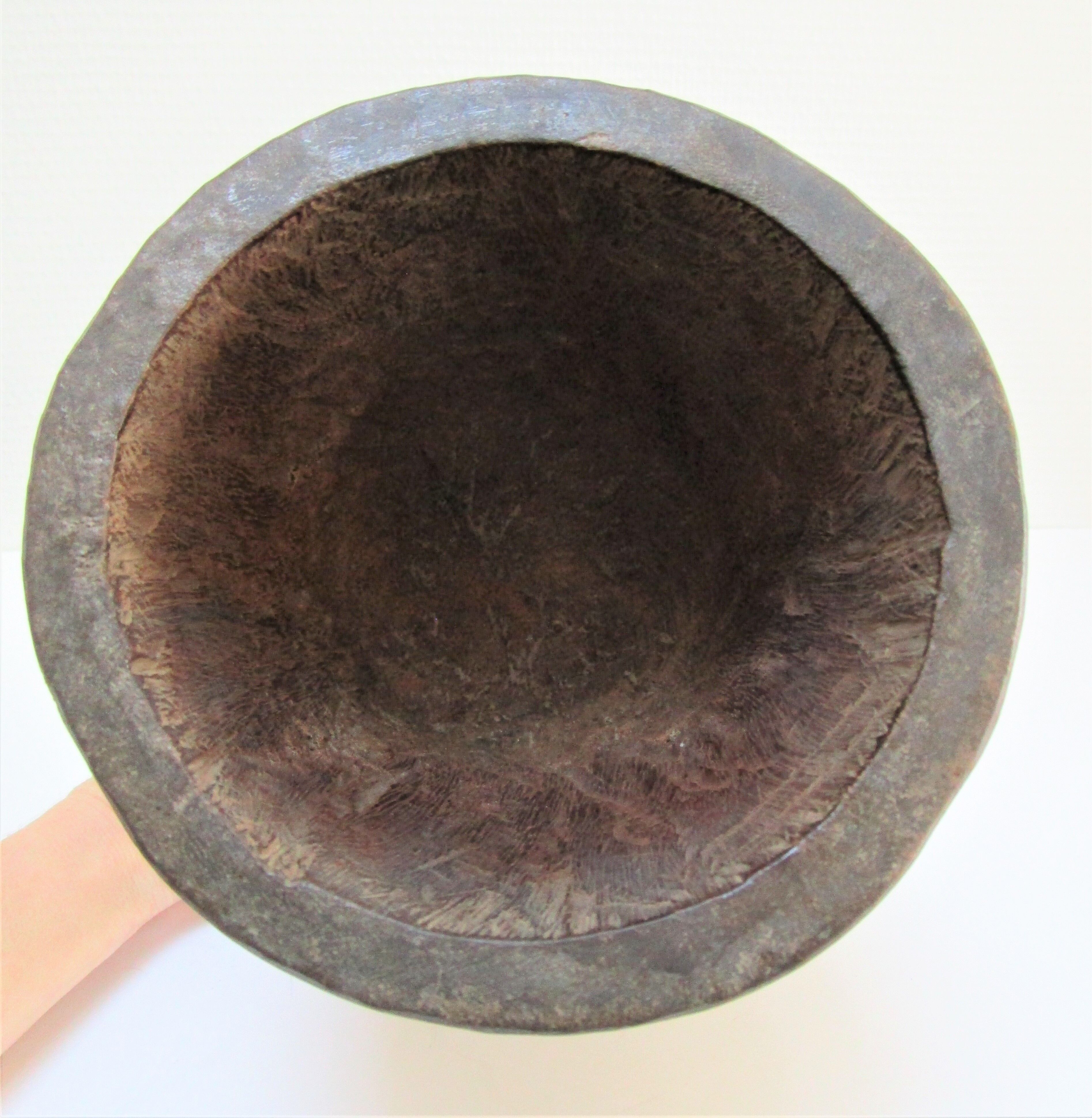 solid wood vase carved brutalist vintage
