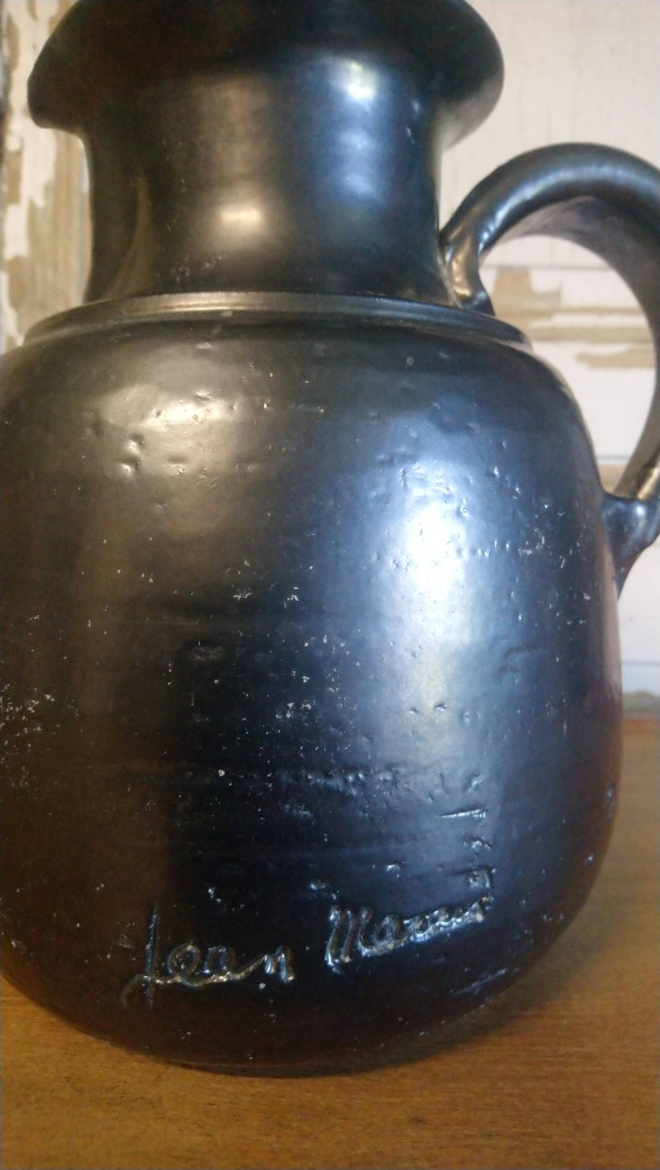 Black enameled ceramic pitcher "Jean Marais"