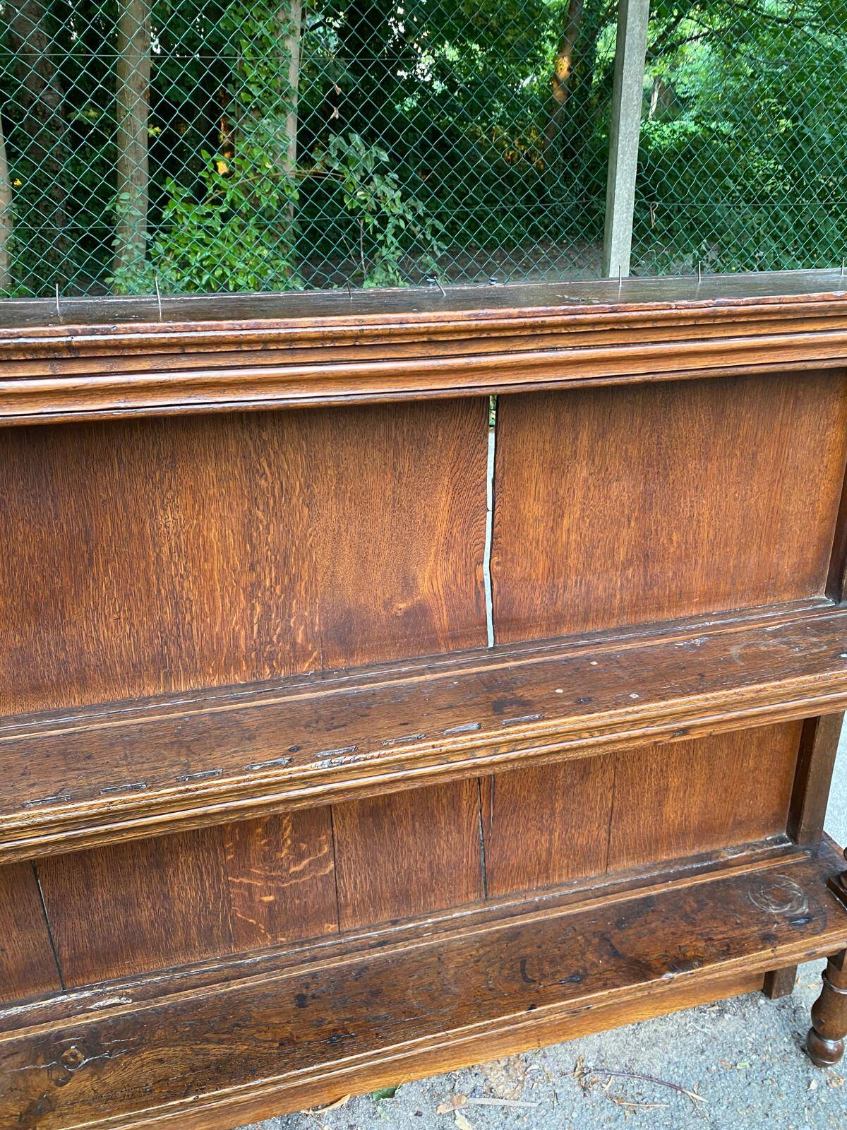 19th-century vintage oak bookshelf.