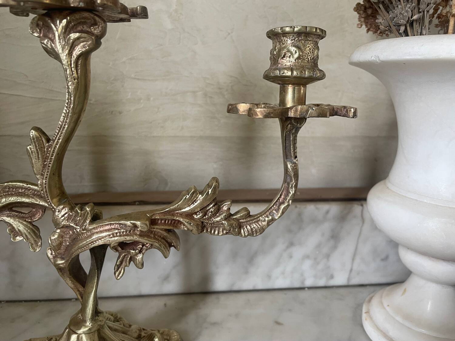 Old gilded bronze candlestick