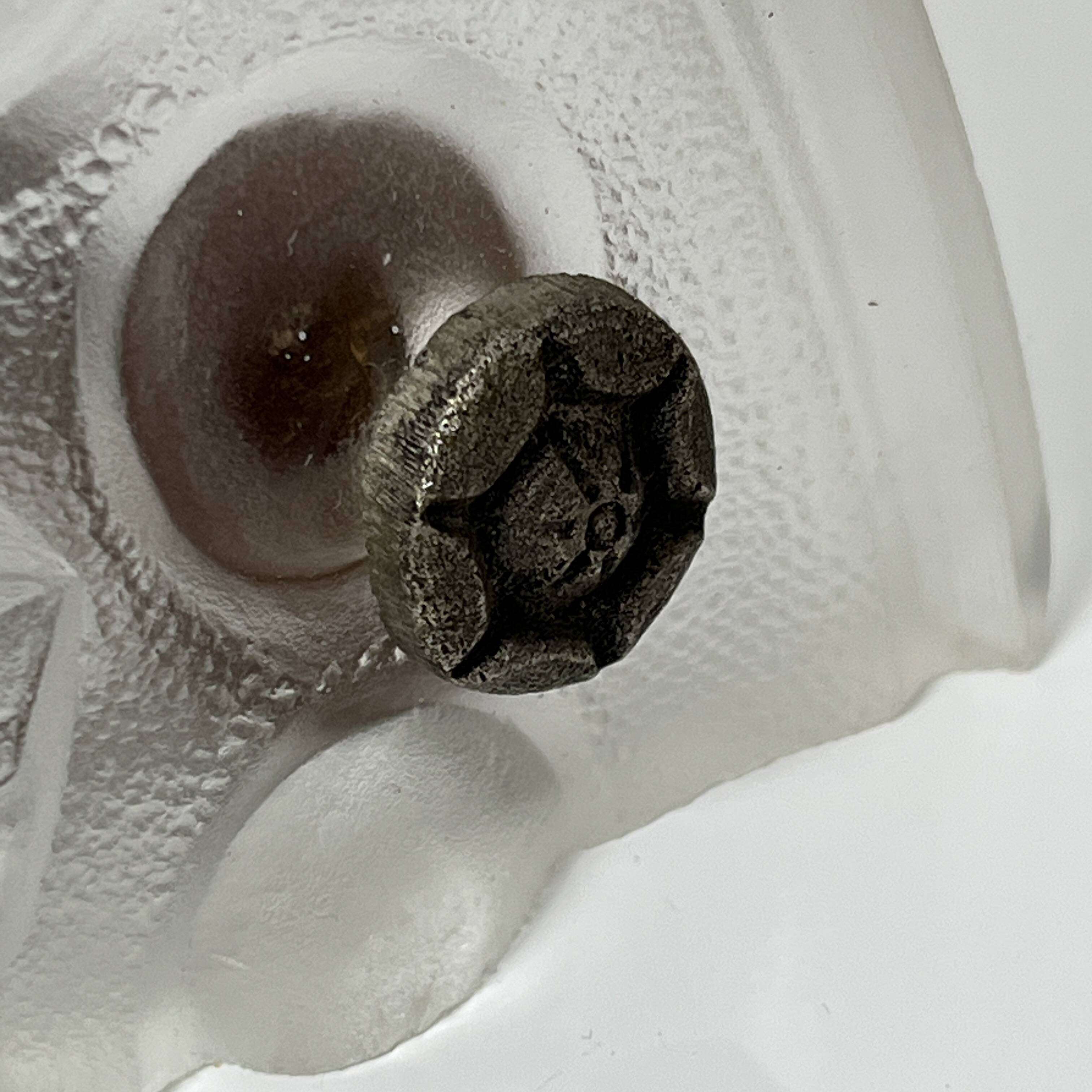 Art Deco half-dome pressed glass wall lamp