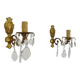 Pair of wall sconces in bronze and glass pendants from the 1970s.