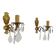 Pair of wall sconces in bronze and glass pendants from the 1970s.