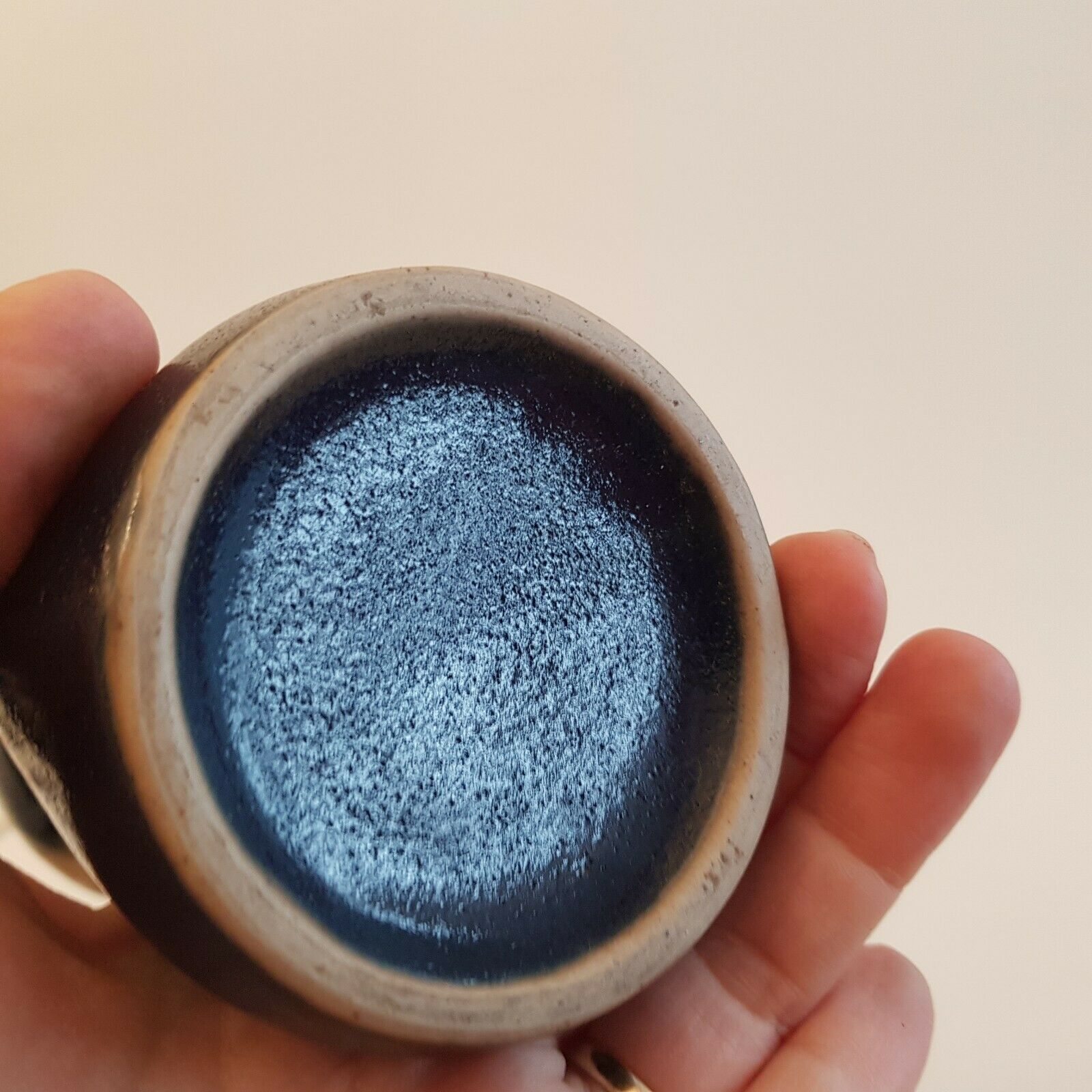 Denbac art deco enamelled ceramic sandstone vase