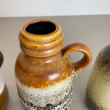 Set of Three 1970s Pottery Fat Lava "413-20" Vases Made by Scheurich, Germany