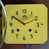 Vintage formica clock silent wall clock "FFR Golden Yellow"