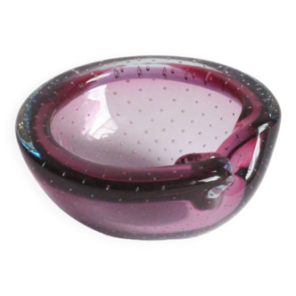 Murano glass purple bullicante trinket bowl, 1960s