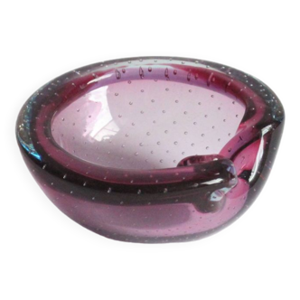 Vide-poches bullicante violet en verre de Murano, années 1960