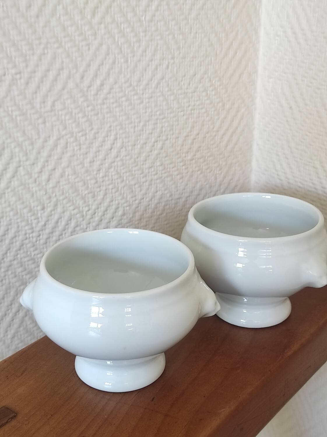 Set of 2 mini French porcelain soup tureens