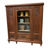 Antique Art Nouveau walnut bookcase