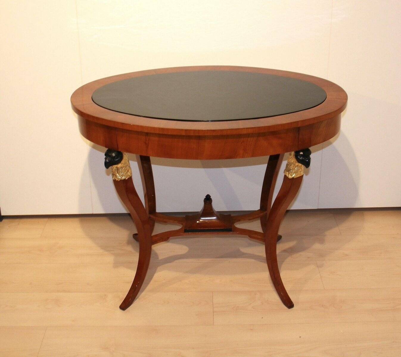 Biedermeier Cherry Veneer Gold-Leaf Center Table, Austria, 1820s