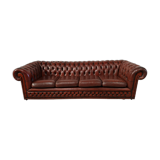 Sofa chesterfield brown leather four seats