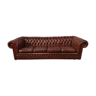 Sofa chesterfield brown leather four seats