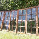 Lot of 4 oak windows H141xL112/117cm old small panes