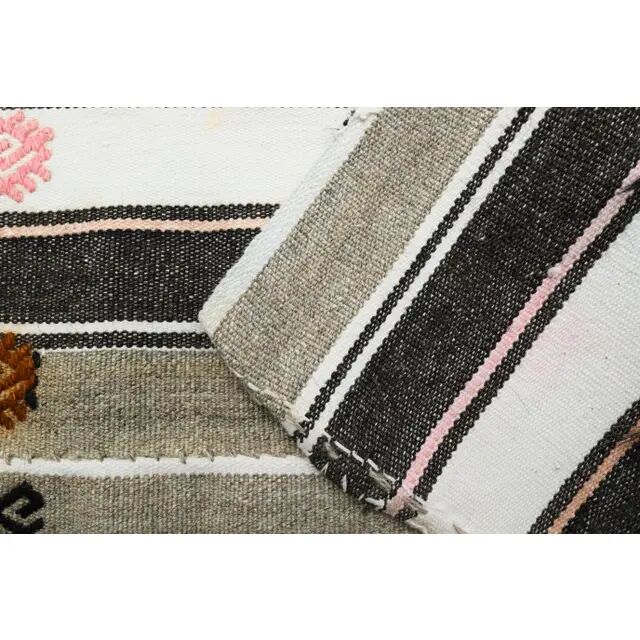 1970s Turkish Oushak Handmade Wool Cotton White Runner 70x241