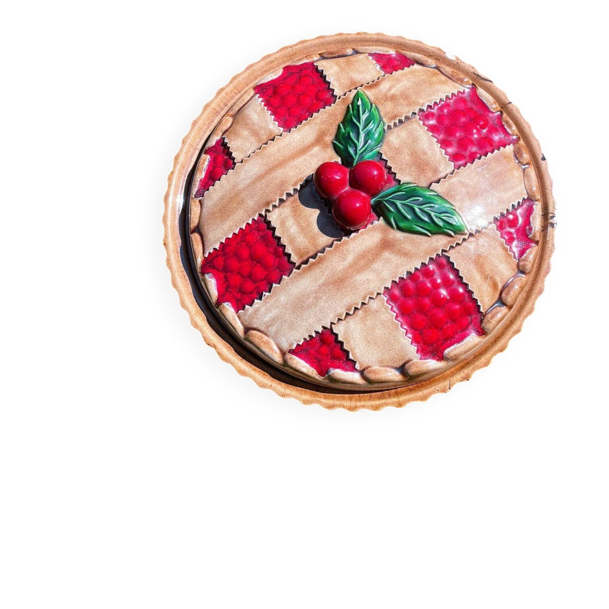 Trompe-l'oeil cherry pie dish