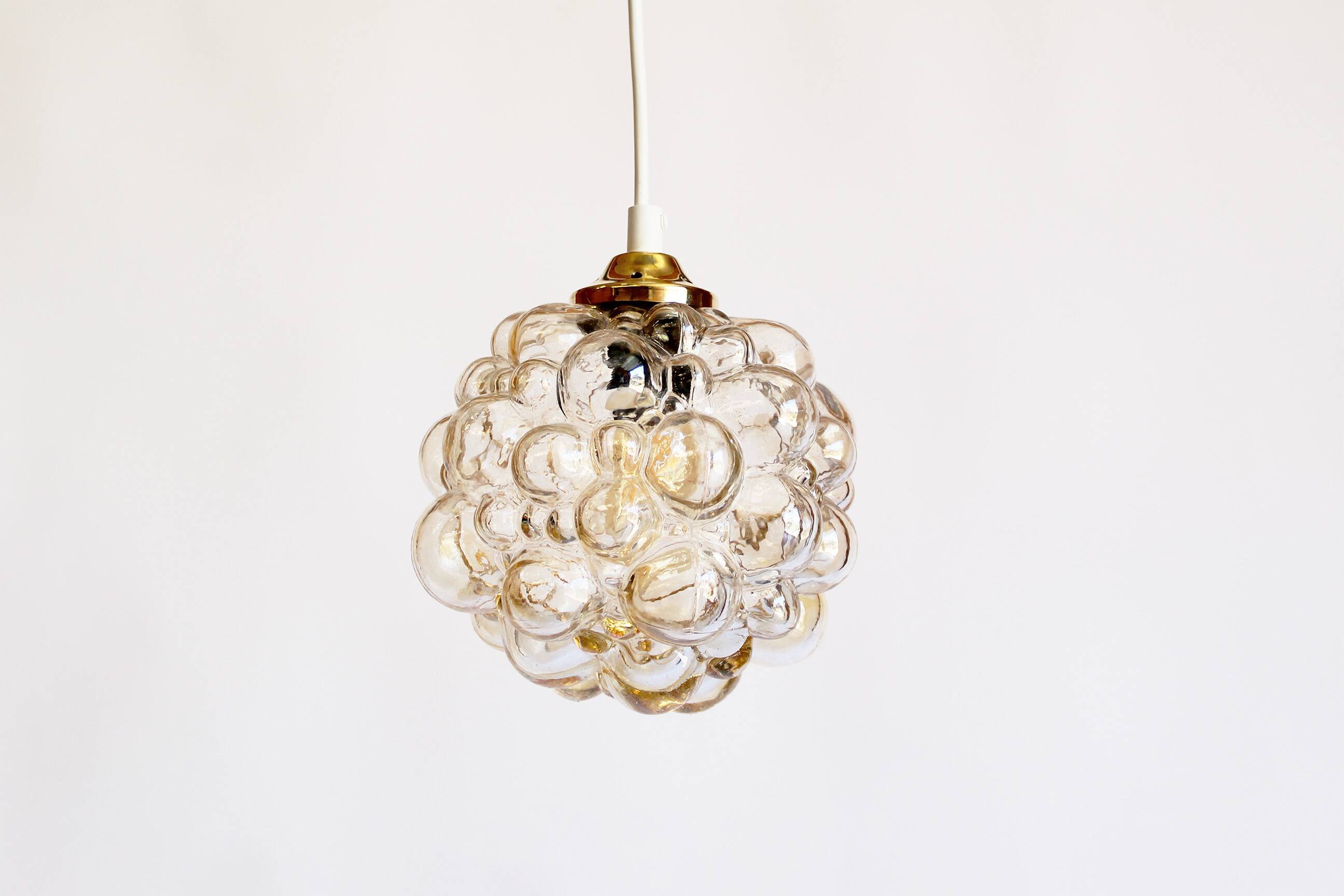 Petite amber bubble glass pendant light by Helena Tynell for Glashutte Limb