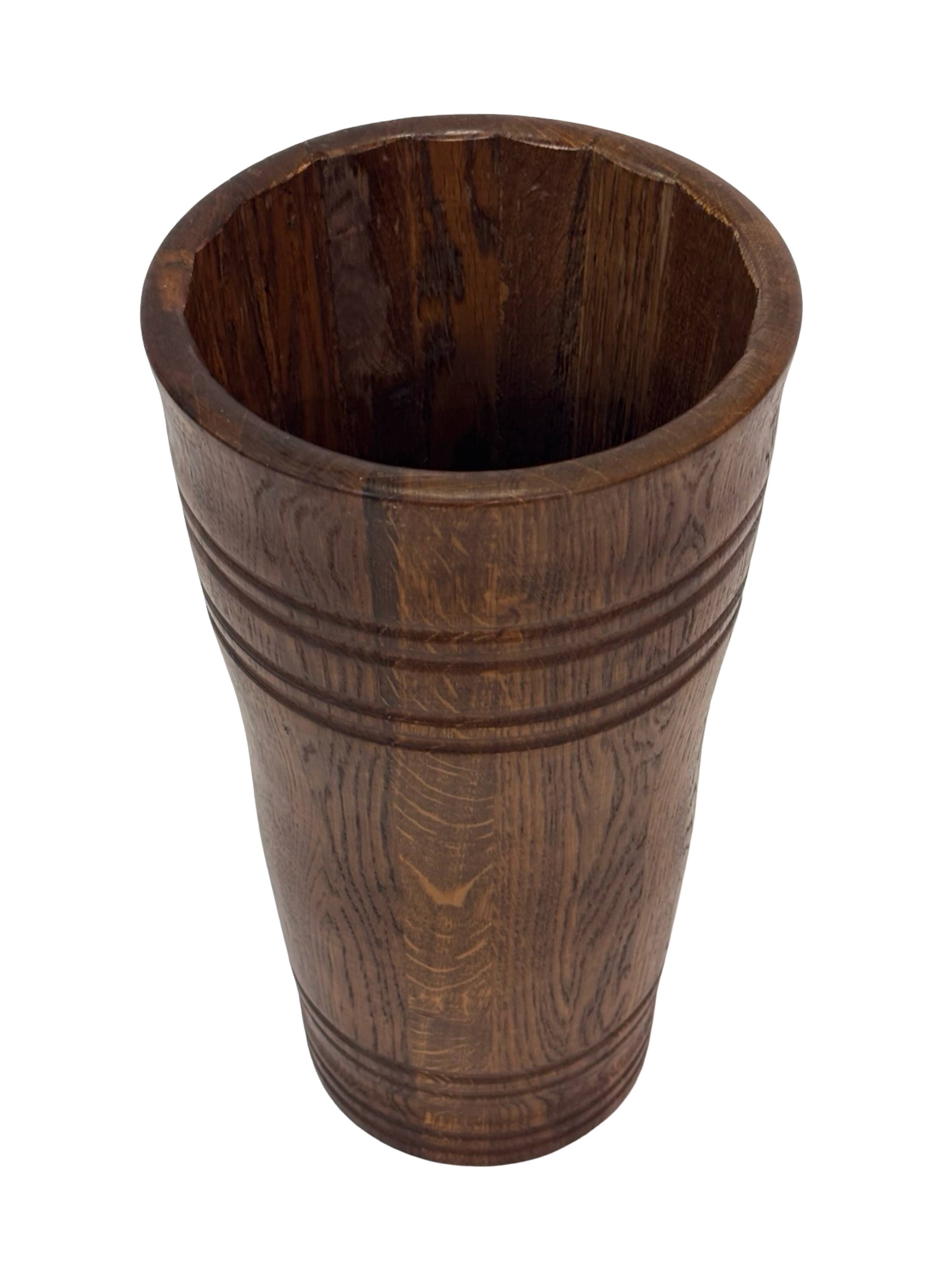 Vintage umbrella stand holder oak basket storage design 60's minimalist
