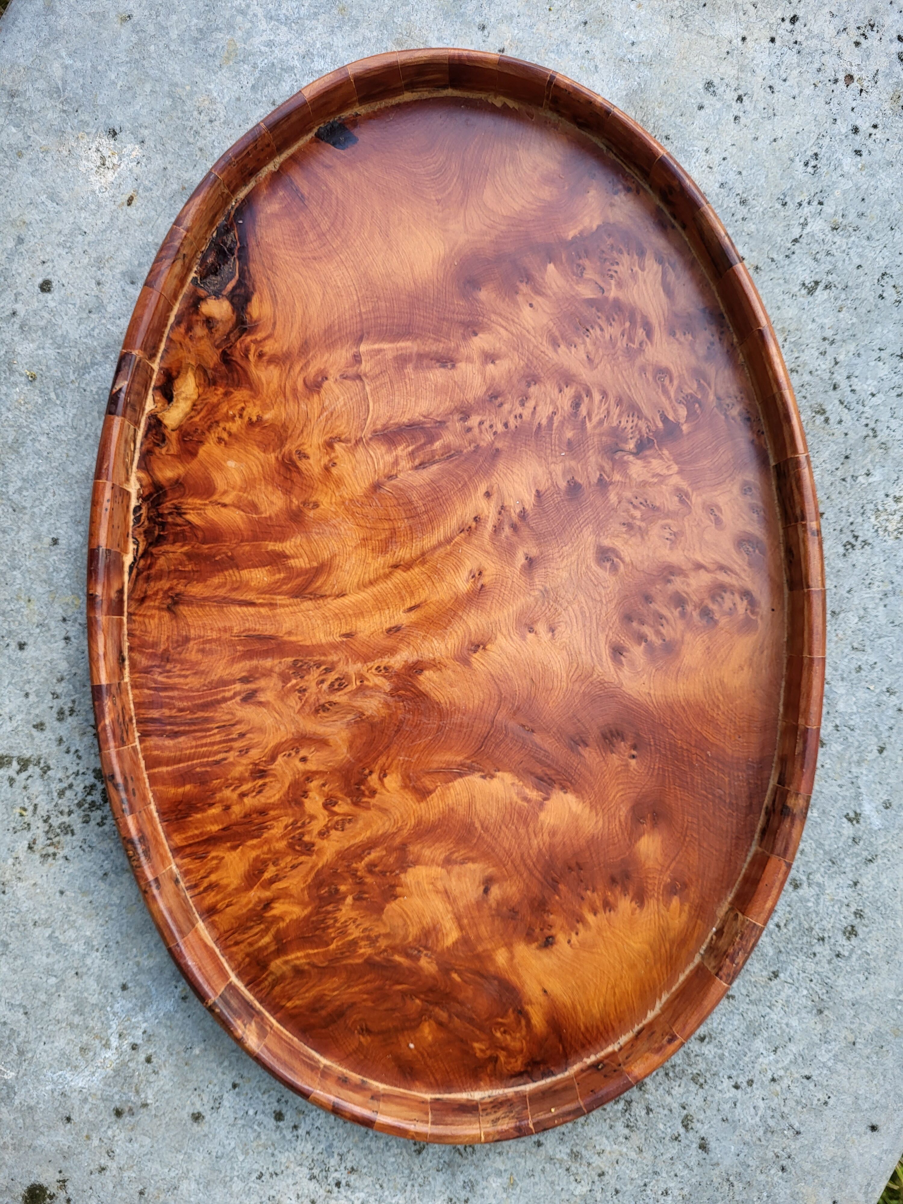Oval wooden tray