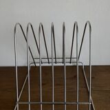 Chrome space age record magazine rack, 1970s