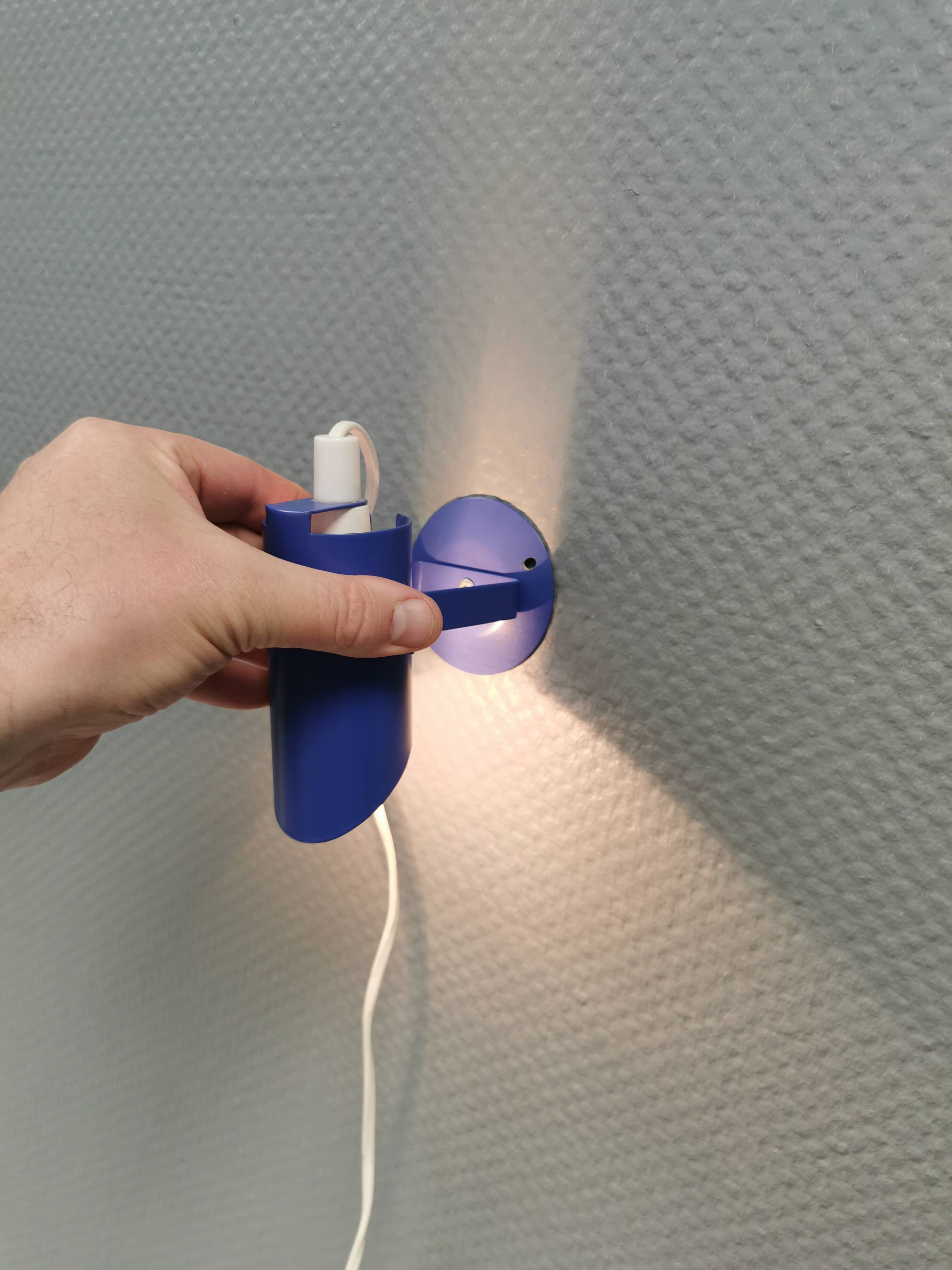 Small wall lamp in a delicate light blue colour from the Danish Lyfa 1980s