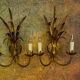 Pair of Hollywood Regency Style Gilt Metal Double-Arm Wheat Sconces, 1970s