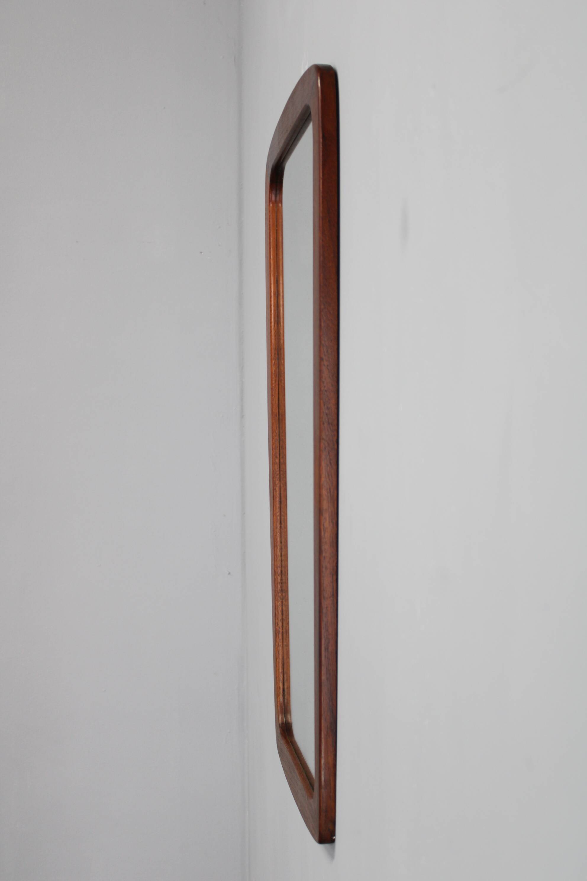 1960s Danish solid teak mirror by Johansens Spejle Kobenhavn
