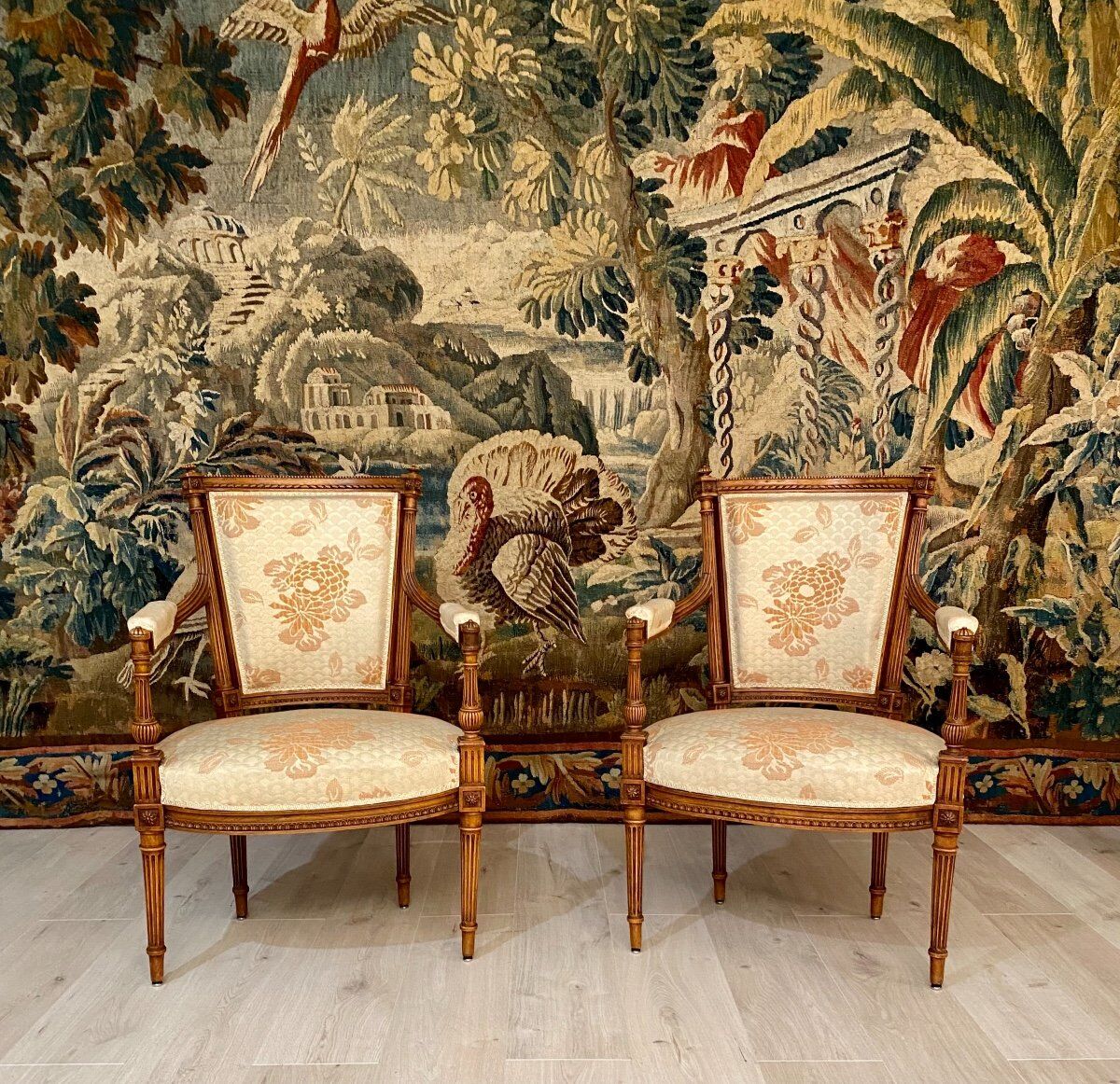 Paire de fauteuils cabriolet de style louis xvi epoque xixeme