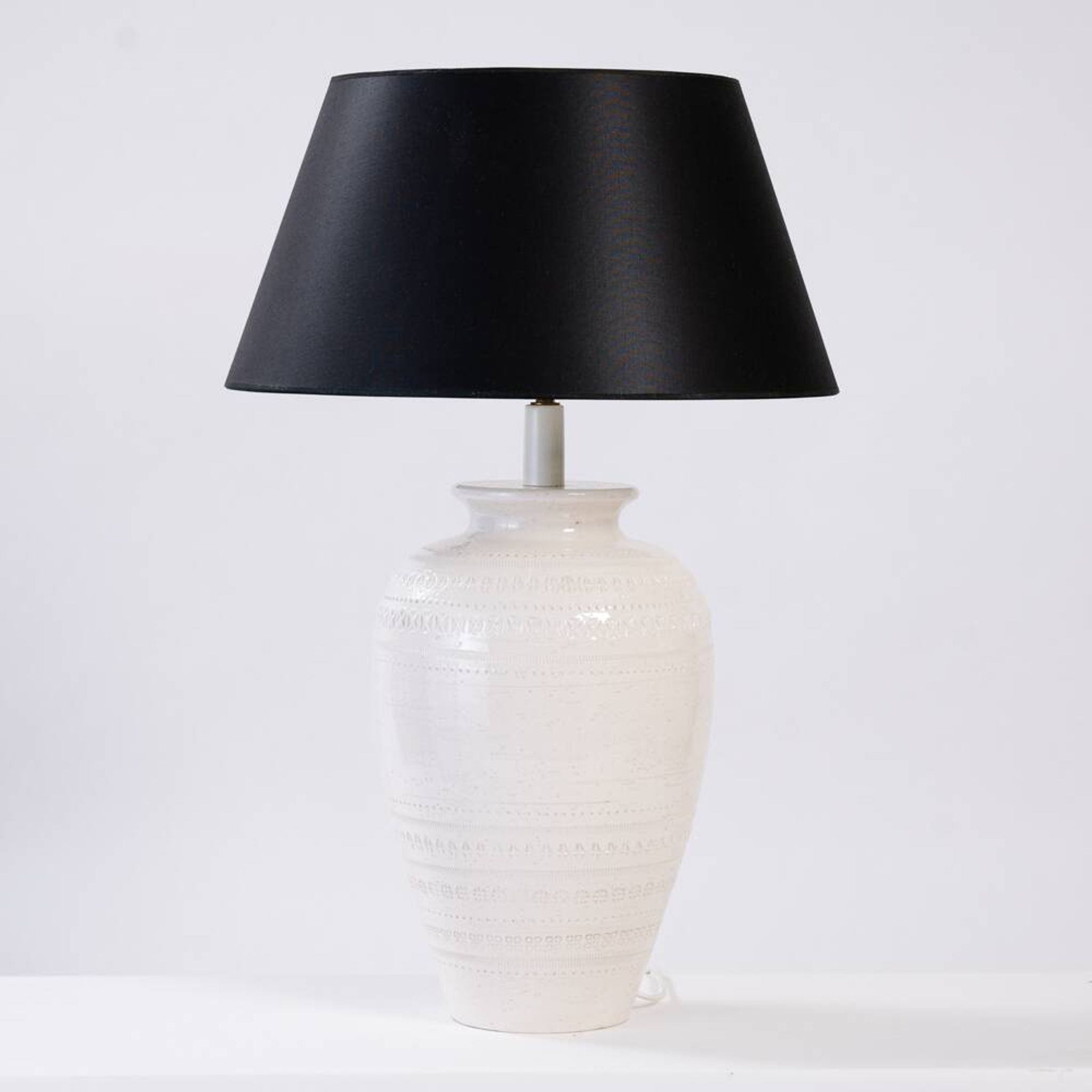 Lampe de table en céramique italienne Bitossi noir blanc grande