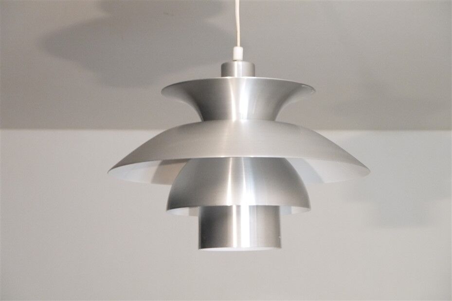 Vintage Scandinavian aluminum pendant light 1970