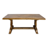 Table de monastère en chêne massif à 2 colonnes