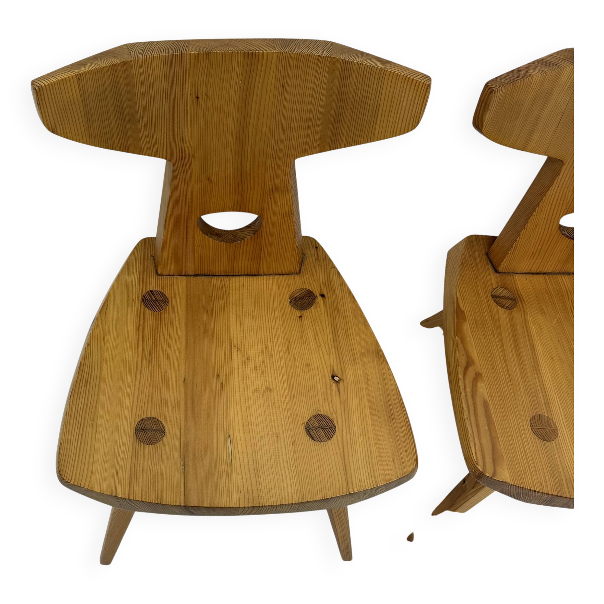 Jacob Kielland-Brandt dining chairs solid pine Denmark , 1960s