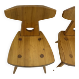 Jacob Kielland-Brandt dining chairs solid pine Denmark , 1960s