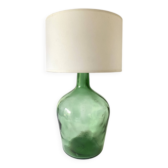 Lampe verre, câble neuf 2 M, abat-jour coton