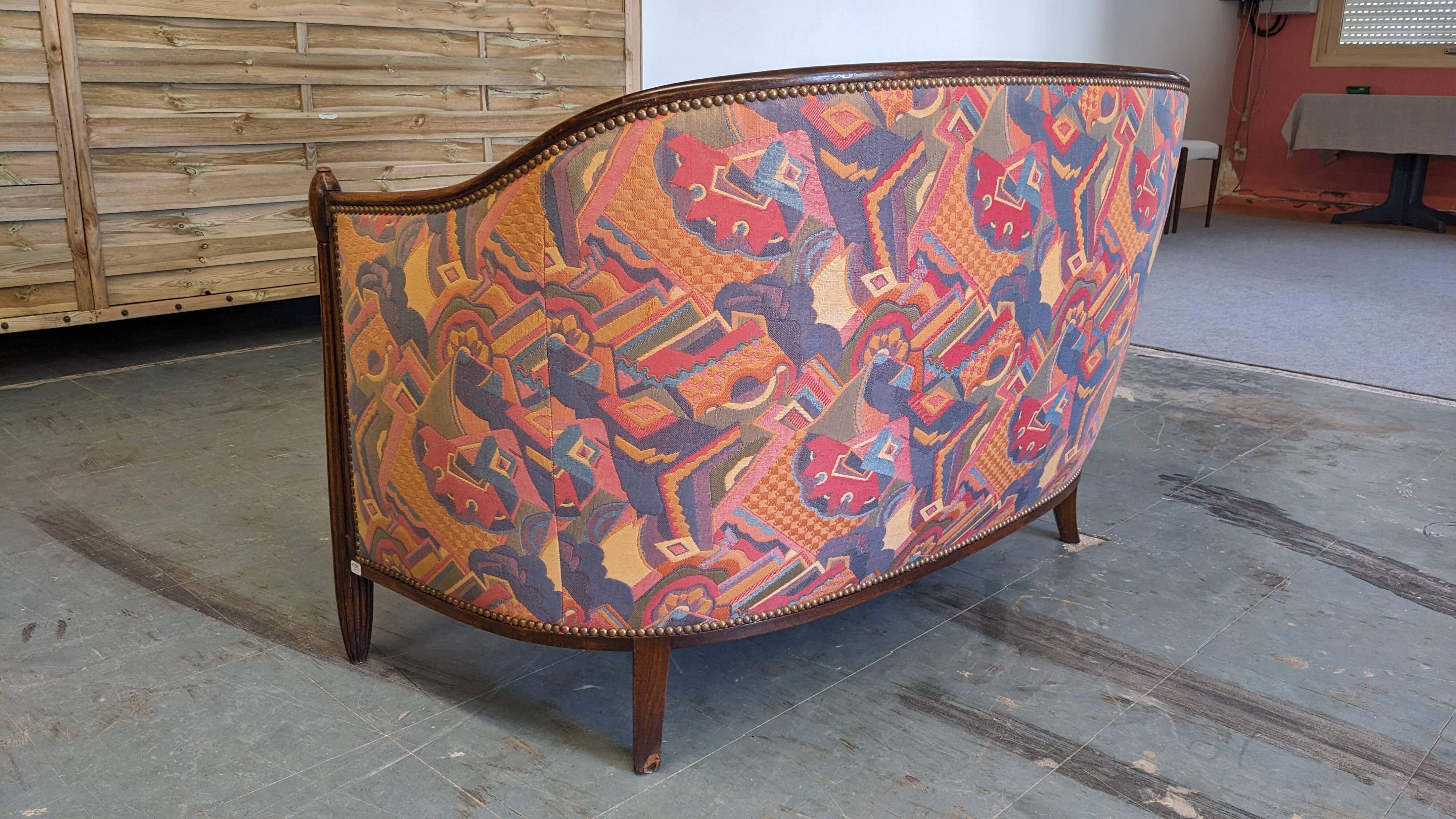 Gondola sofa or 2-seater banquette Art Deco, France circa 1920