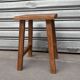Dark wood stool folk art solid French oak