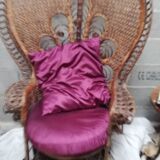 Emmanuelle rattan chair with satin cushions