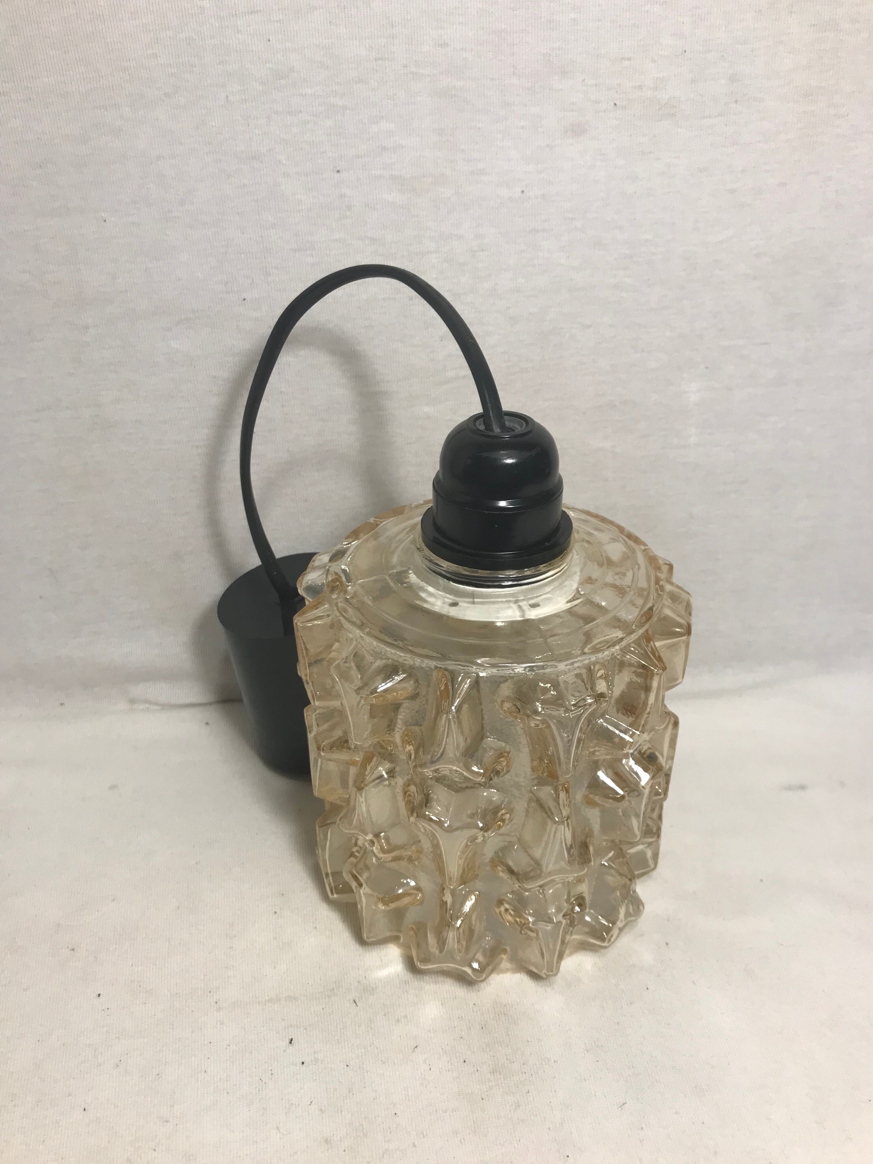 Vintage 70s molded glass pendant