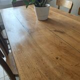 Large vintage farmhouse table from the 50s in solid wood (oak)