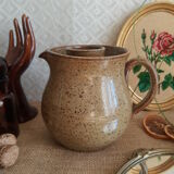 Enamelled stoneware decanter / pitcher with ice cube reserve - vintage