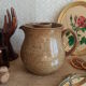 Enamelled stoneware decanter / pitcher with ice cube reserve - vintage