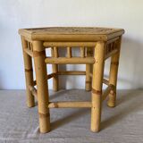 Vintage hexagonal bamboo side table
