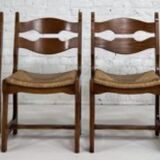 Guillerme et Chambron set of six light oak chairs