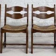Guillerme and Chambron set of six light oak chairs