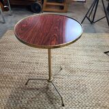 Table d'appoint  vintage, laiton et palissandre