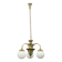 1930s Czechoslovak Art Deco Brass and Opaline Glass Chandelier