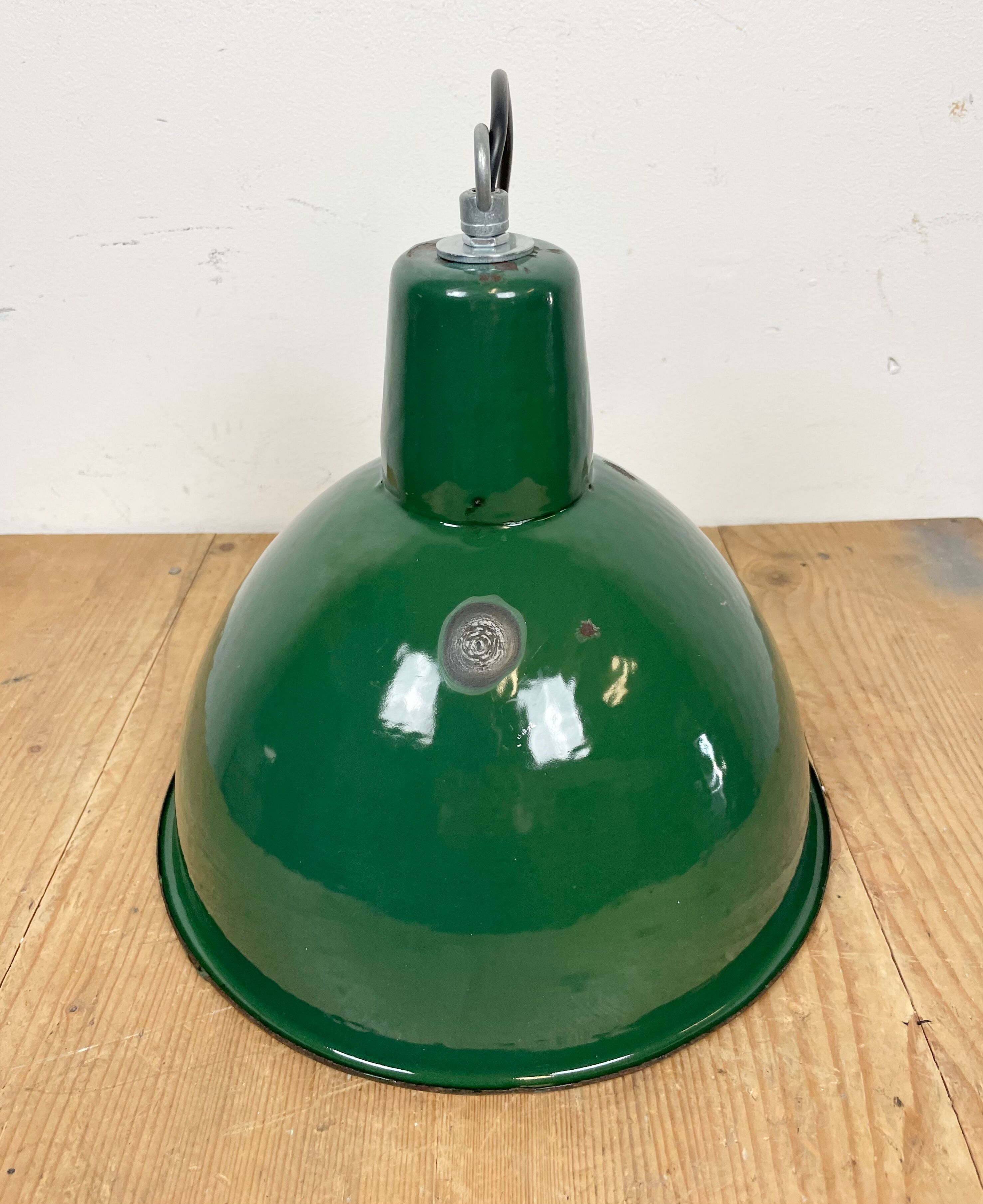 Industrial Green Enamel Factory Lamp, 1960s
