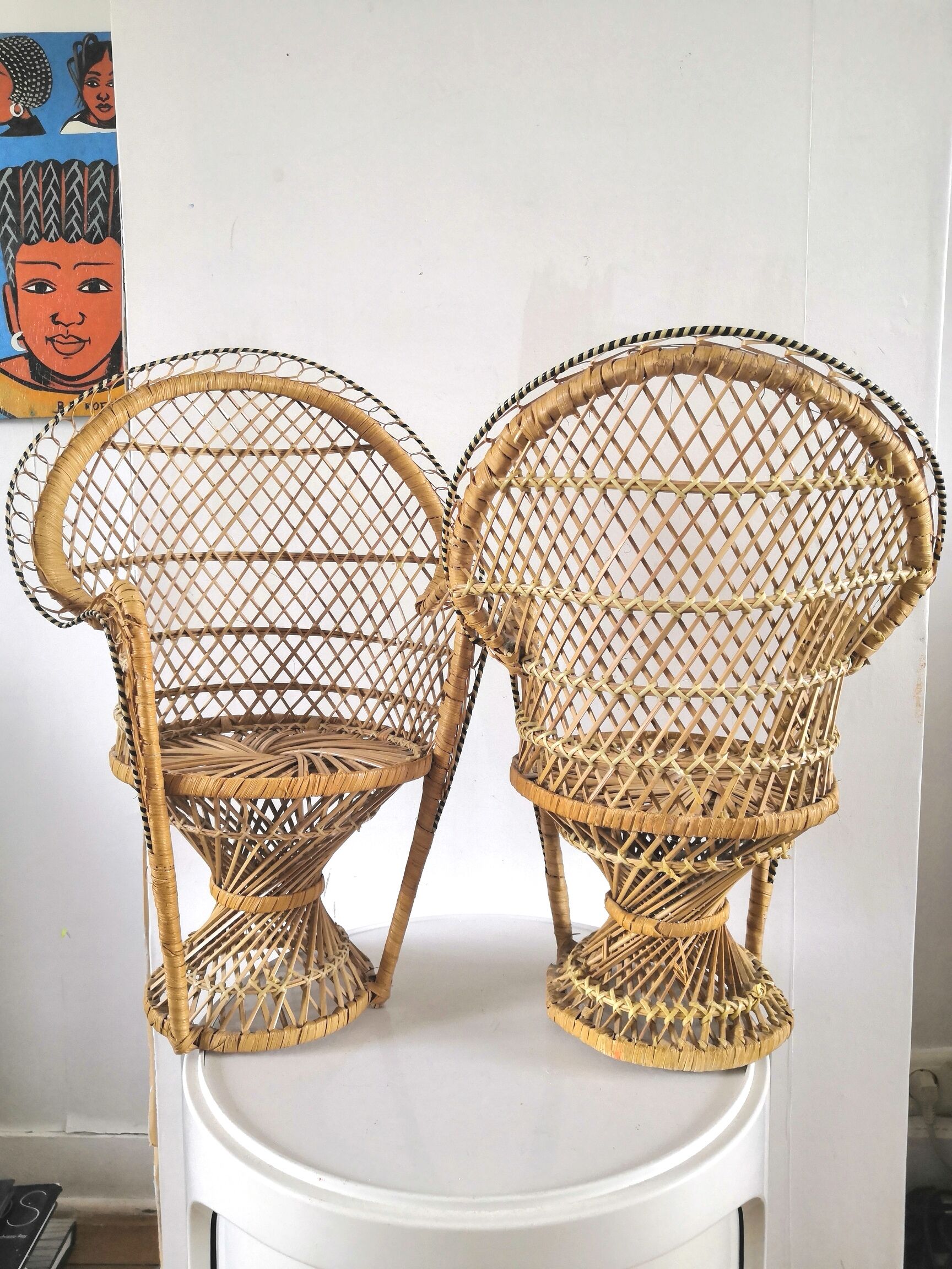 Pair of Emmanuelle armchairs for doll design 70s